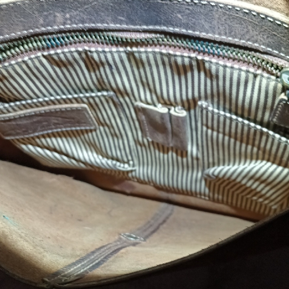 Bob Timberlake Brown Leather Messenger Bag - Picture 3 of 6